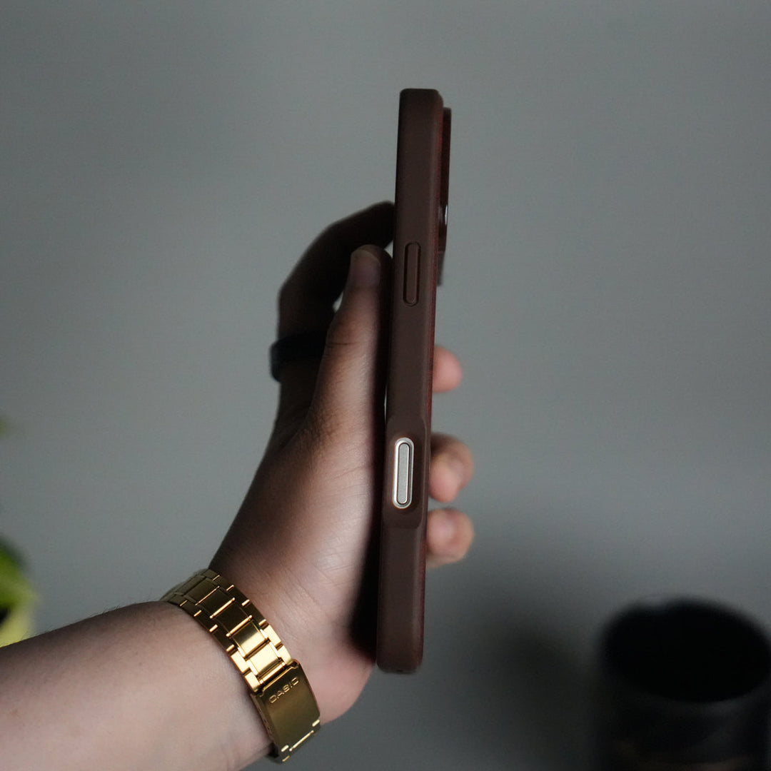 iPhone 17 Pro PU Leather Logo Cut Plain Case Premium Finish Cover