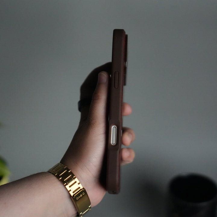 iPhone 17 Pro PU Leather Logo Cut Plain Case Premium Finish Cover