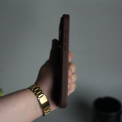 iPhone 17 Pro PU Leather Logo Cut Plain Case Premium Finish Cover