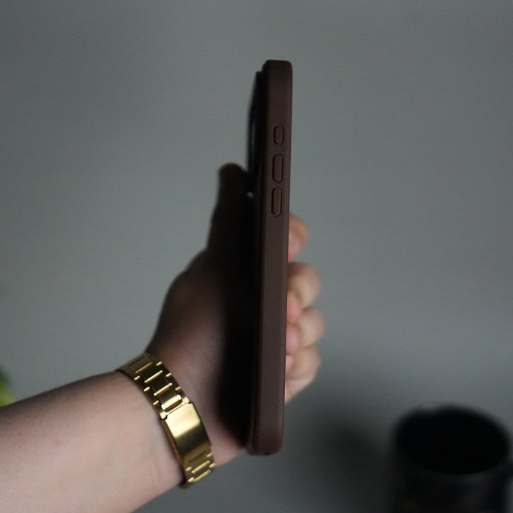 iPhone 17 Pro Max PU Leather Logo Cut Plain Case Premium Finish Cover