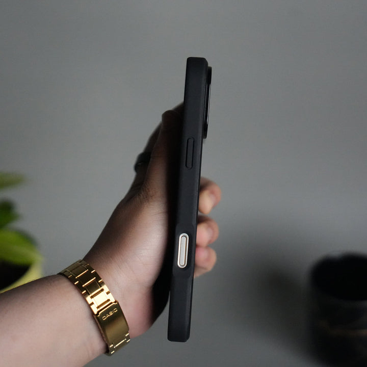 iPhone 17 Pro Max PU Leather Logo Cut Plain Case Premium Finish Cover