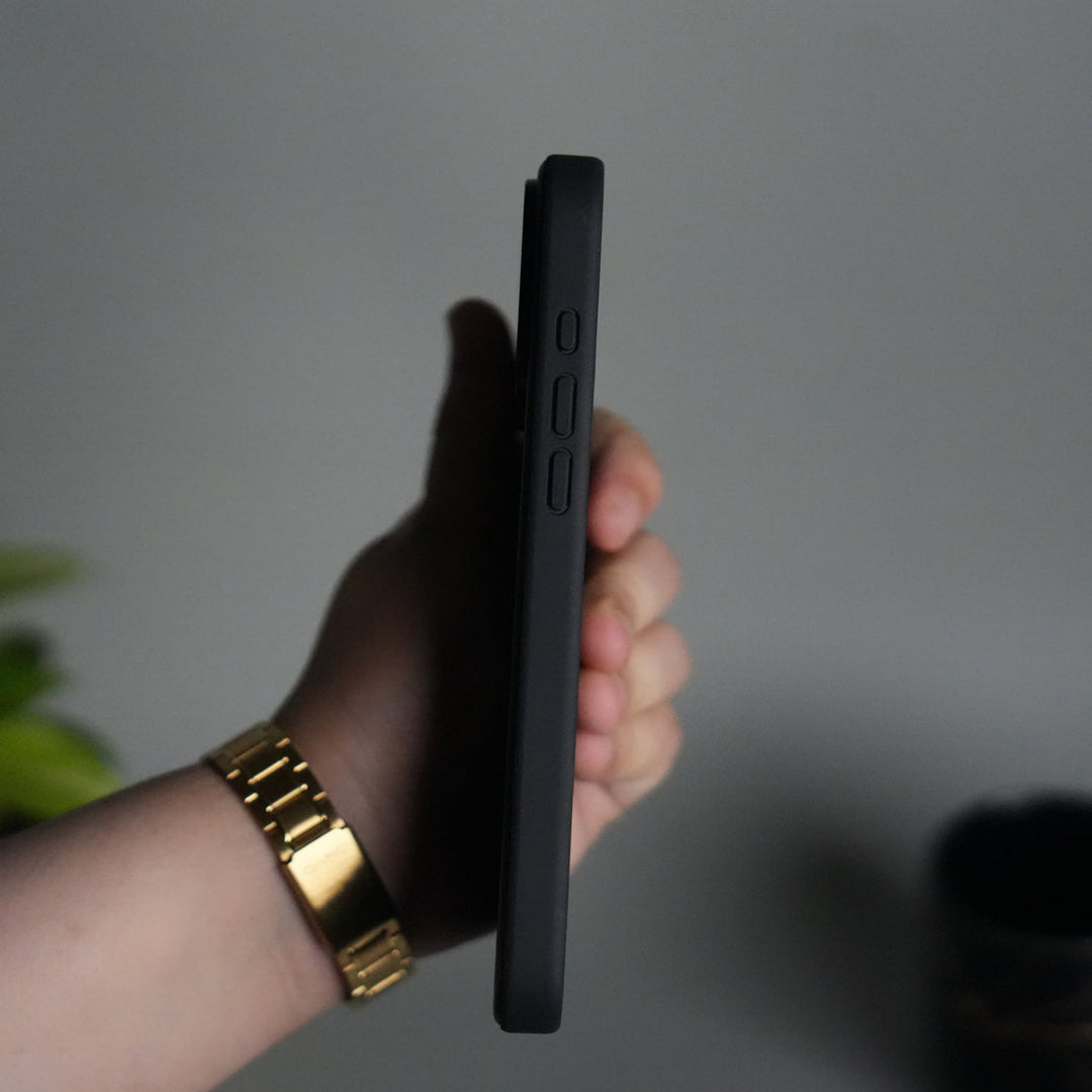 iPhone 17 Pro Max PU Leather Logo Cut Plain Case Premium Finish Cover