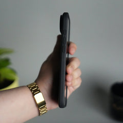 iPhone 17 Air PU Leather Logo Cut Plain Case Premium Finish Cover