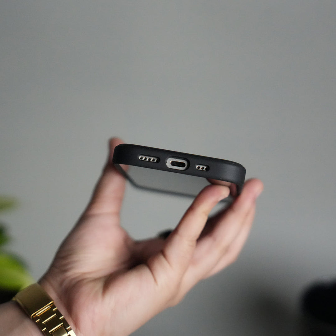 iPhone 17 PU Leather Logo Cut Plain Case Premium Finish Cover