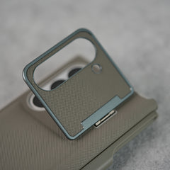 Samsung Galaxy Z Fold Series Premium Leather Textured Flip Case with Metal Kick Stand Cover