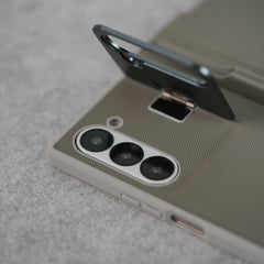 Samsung Galaxy Z Fold Series Premium Leather Textured Flip Case with Metal Kick Stand Cover