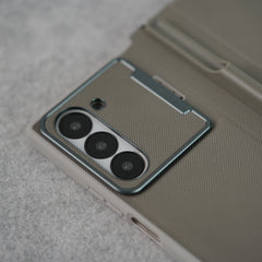 Samsung Galaxy Z Fold Series Premium Leather Textured Flip Case with Metal Kick Stand Cover