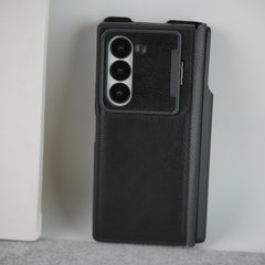 Samsung Galaxy Z Fold Series Premium Leather Textured Flip Case with Metal Kick Stand Cover