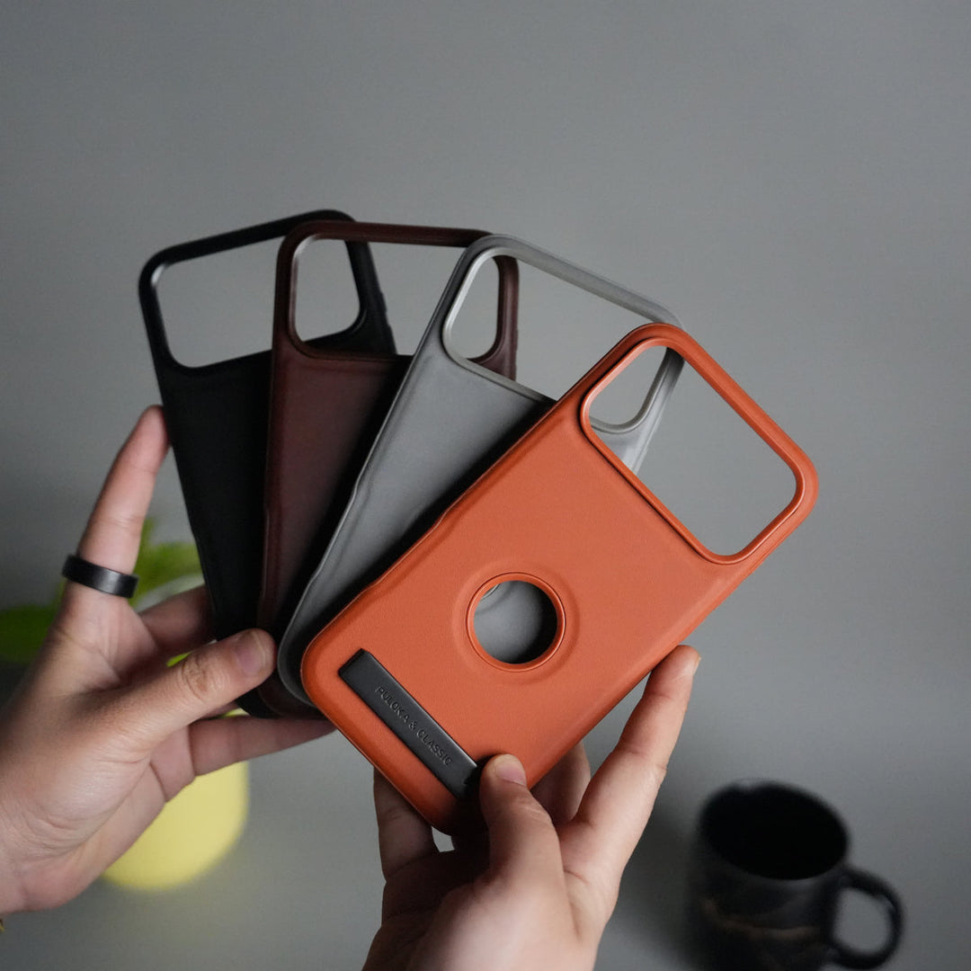 iPhone 17 Pro Max Full PU Leather Inbuilt Metal Stand Case Cover