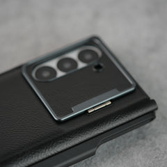 Samsung Galaxy Z Fold Series Premium Leather Textured Flip Case with Metal Kick Stand Cover