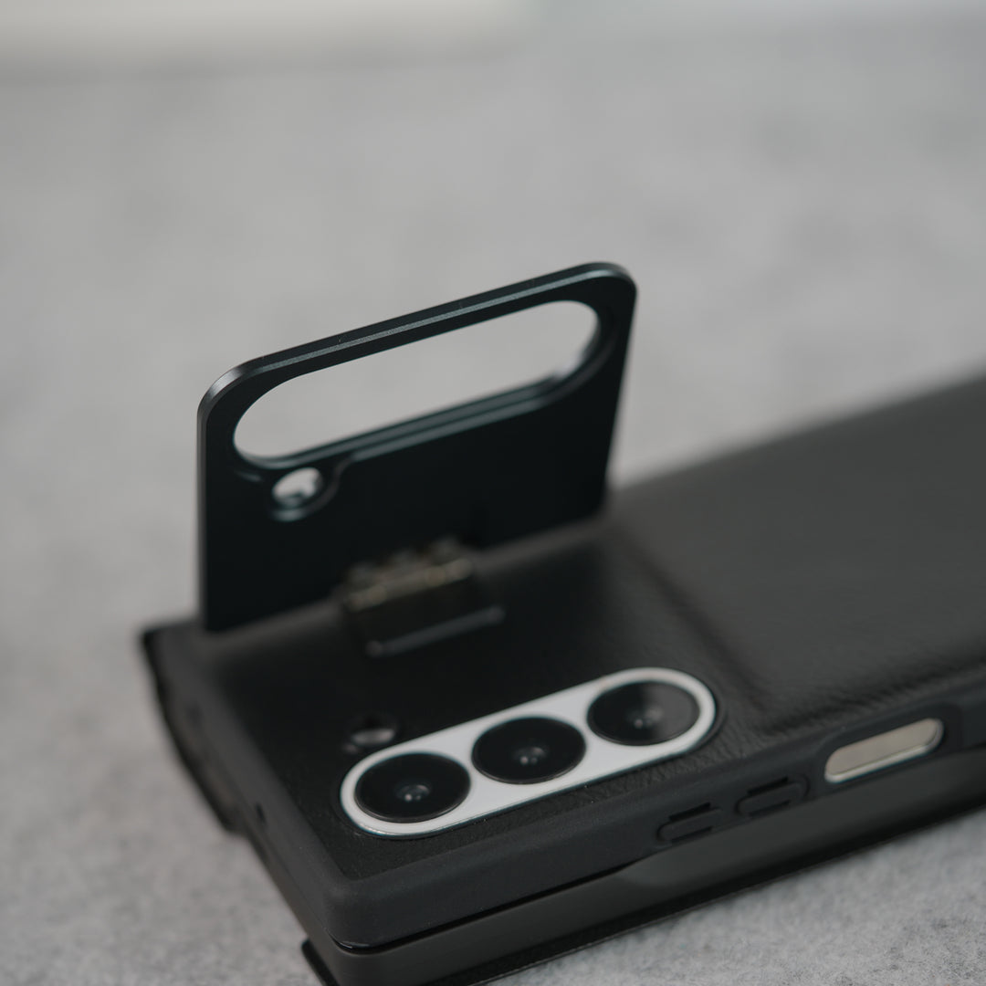 Samsung Galaxy Z Fold Series Premium Leather Textured Flip Case with Metal Kick Stand Cover