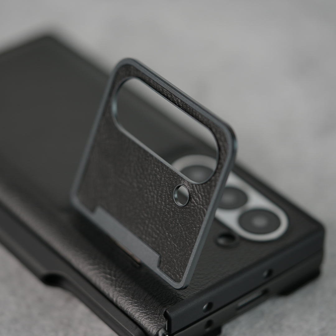 Samsung Galaxy Z Fold Series Premium Leather Textured Flip Case with Metal Kick Stand Cover