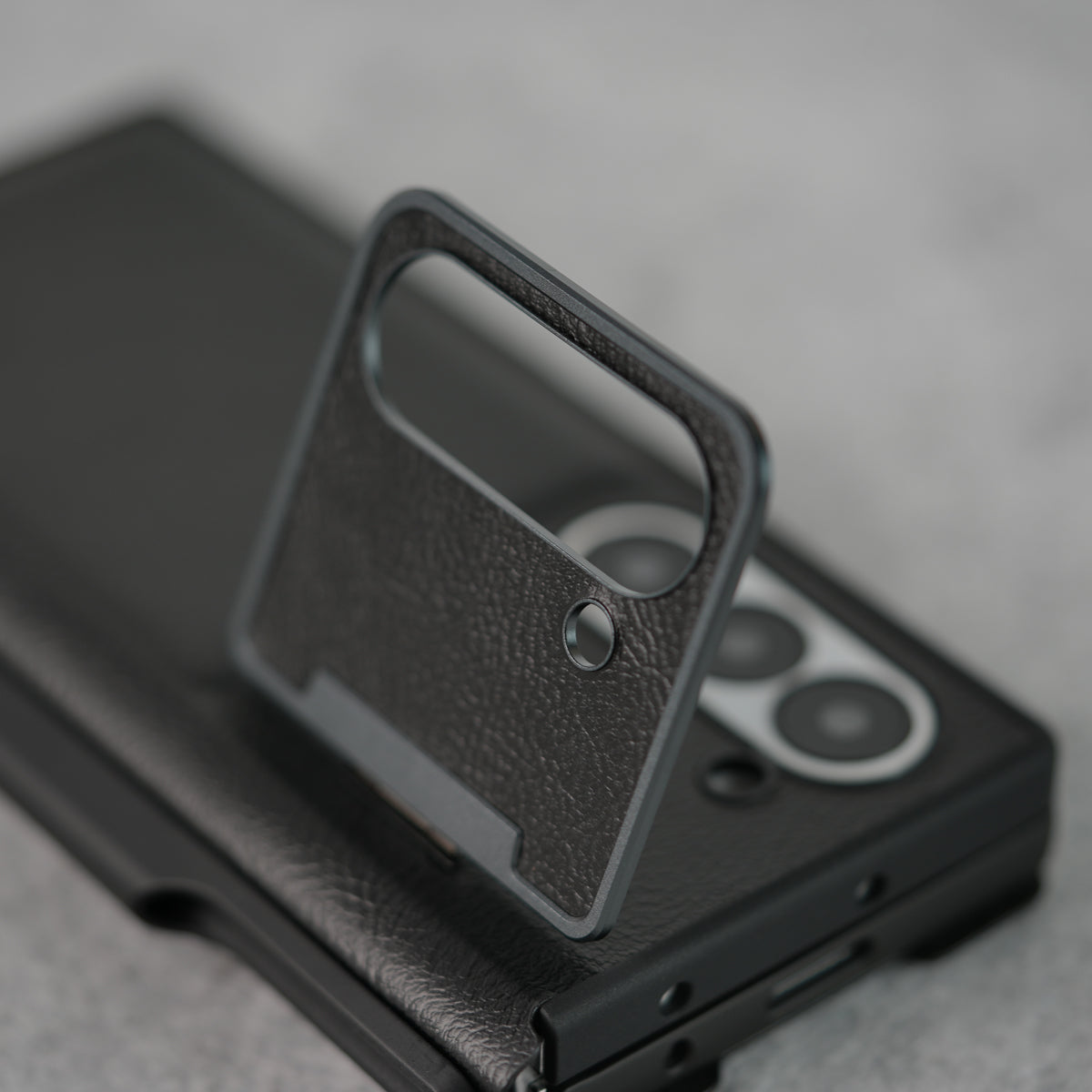 Samsung Galaxy Z Fold Series Premium Leather Textured Flip Case with Metal Kick Stand Cover