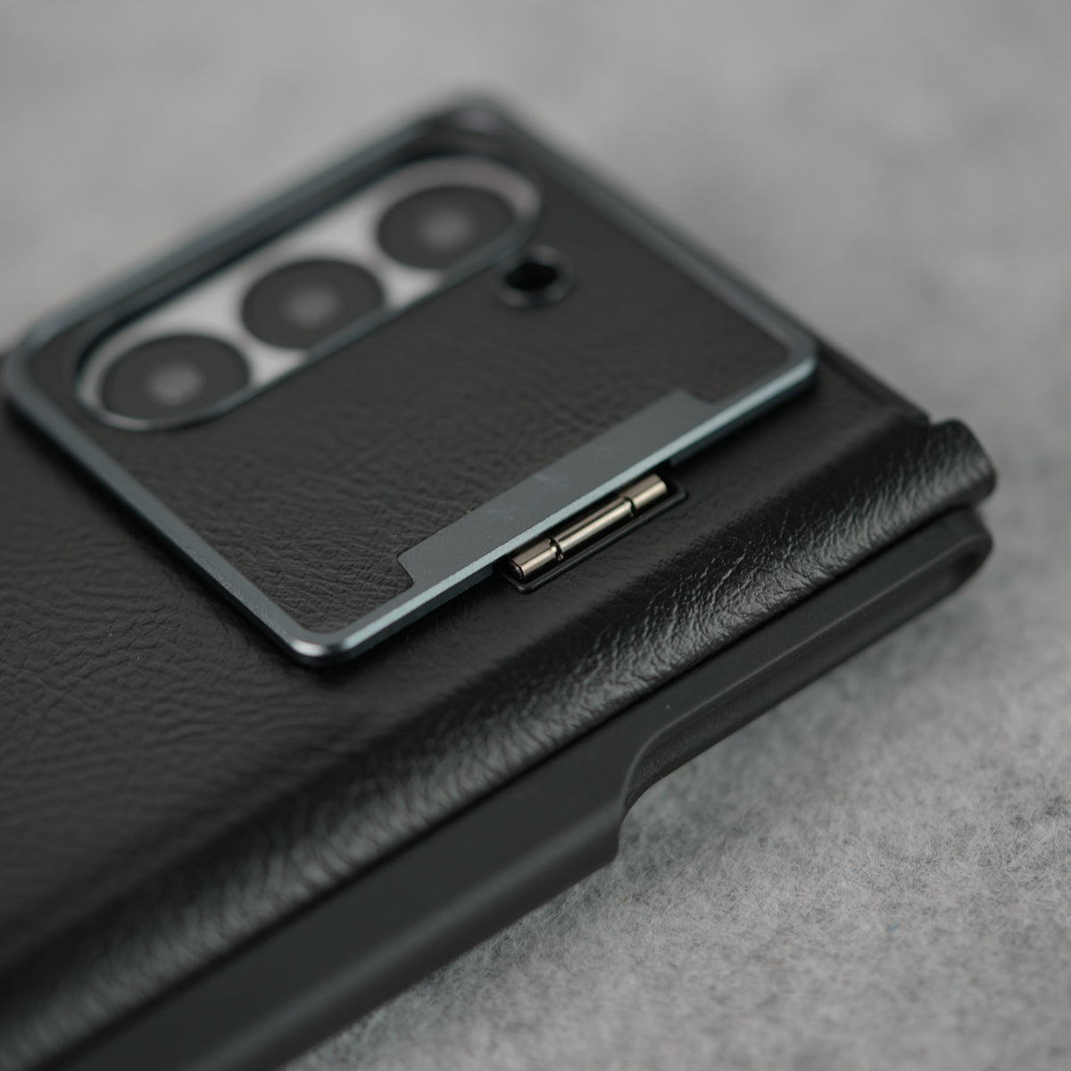 Samsung Galaxy Z Fold Series Premium Leather Textured Flip Case with Metal Kick Stand Cover