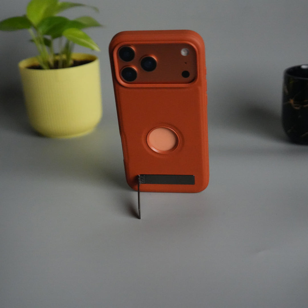 iPhone 17 Pro Max Full PU Leather Inbuilt Metal Stand Case Cover