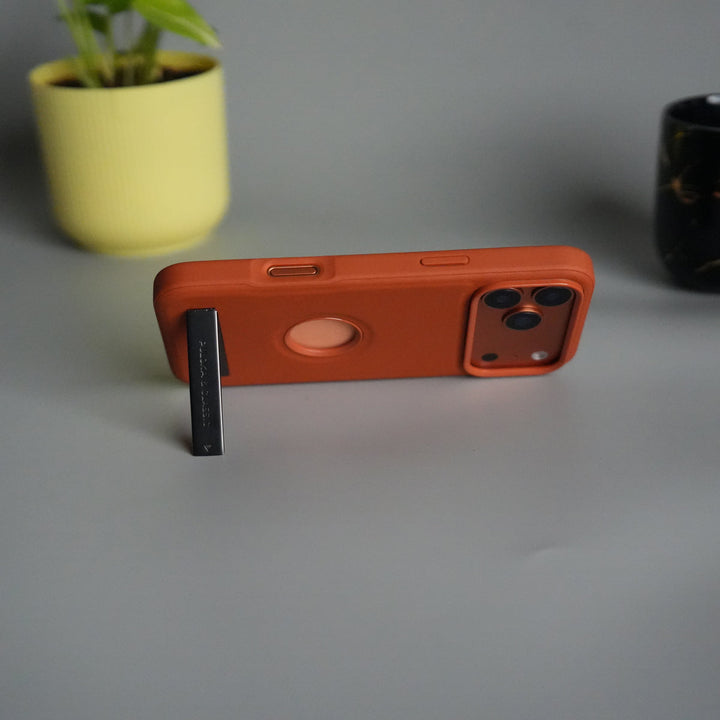 iPhone 17 Pro Full PU Leather Inbuilt Metal Stand Case Cover