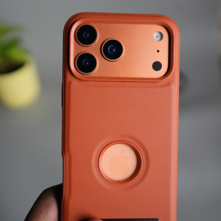 iPhone 17 Pro Max Full PU Leather Inbuilt Metal Stand Case Cover