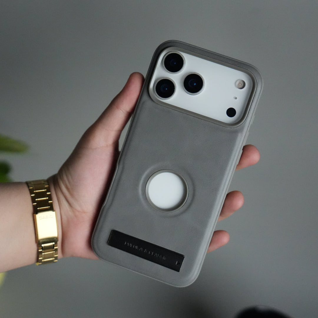 iPhone 17 Pro Max Full PU Leather Inbuilt Metal Stand Case Cover