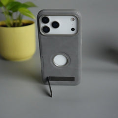 iPhone 17 Pro Max Full PU Leather Inbuilt Metal Stand Case Cover