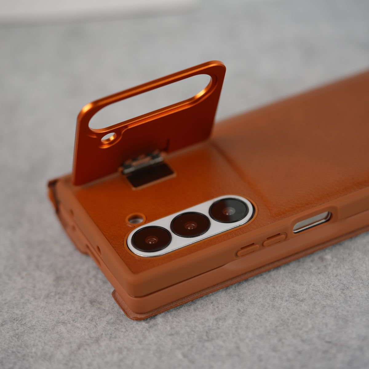 Samsung Galaxy Z Fold Series Premium Leather Textured Flip Case with Metal Kick Stand Cover