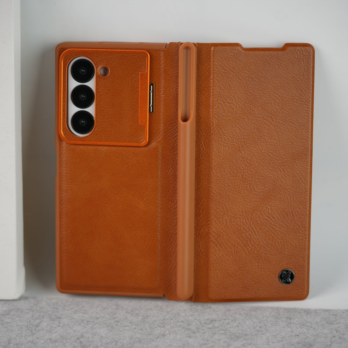 Samsung Galaxy Z Fold Series Premium Leather Textured Flip Case with Metal Kick Stand Cover