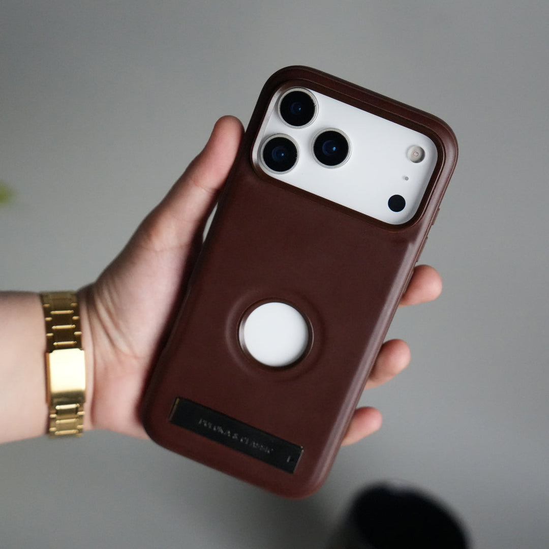 iPhone 17 Pro Full PU Leather Inbuilt Metal Stand Case Cover