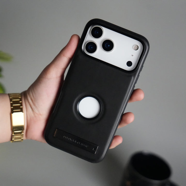 iPhone 17 Pro Max Full PU Leather Inbuilt Metal Stand Case Cover