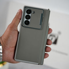 Samsung Galaxy Z Fold Series Premium Leather Textured Flip Case with Metal Kick Stand Cover