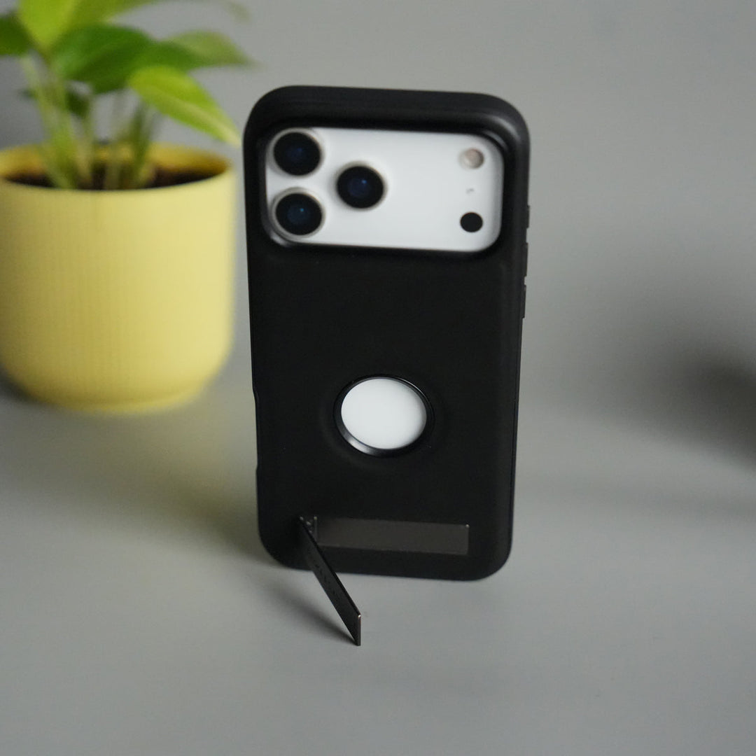 iPhone 17 Pro Max Full PU Leather Inbuilt Metal Stand Case Cover