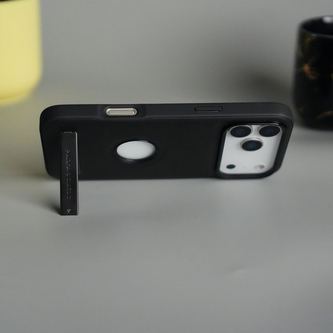 iPhone 17 Pro Max Full PU Leather Inbuilt Metal Stand Case Cover