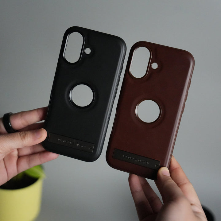 iPhone 17 Full PU Leather Inbuilt Metal Stand Case Cover