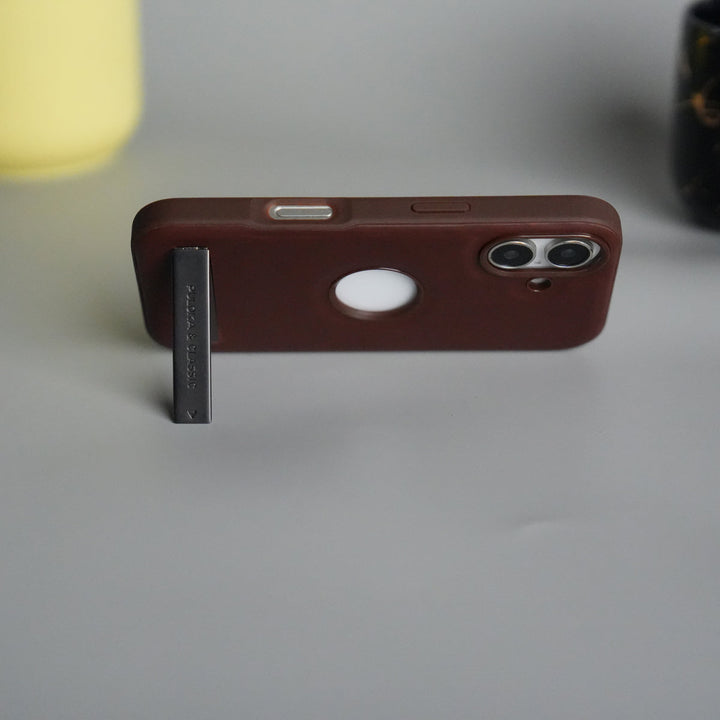 iPhone 17 Full PU Leather Inbuilt Metal Stand Case Cover