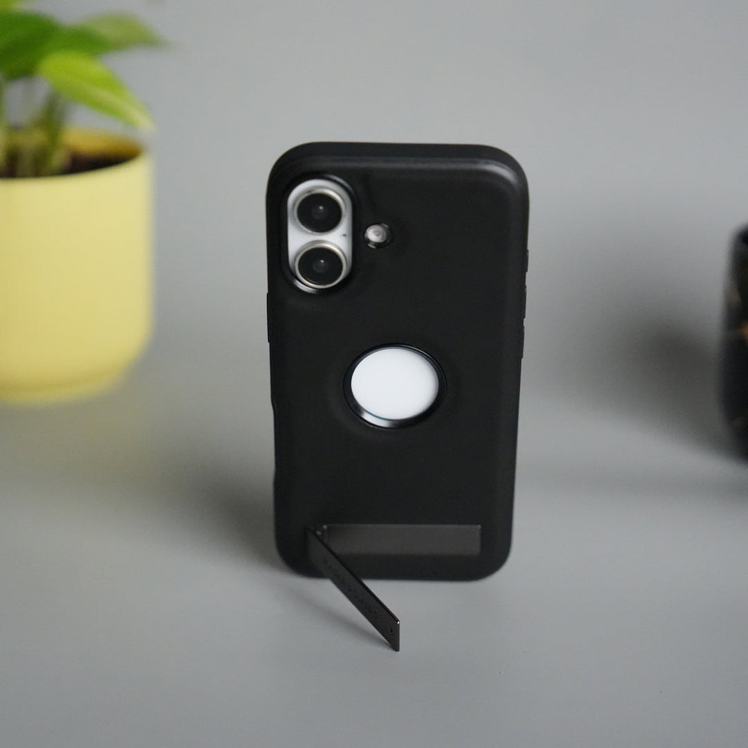 iPhone 17 Full PU Leather Inbuilt Metal Stand Case Cover