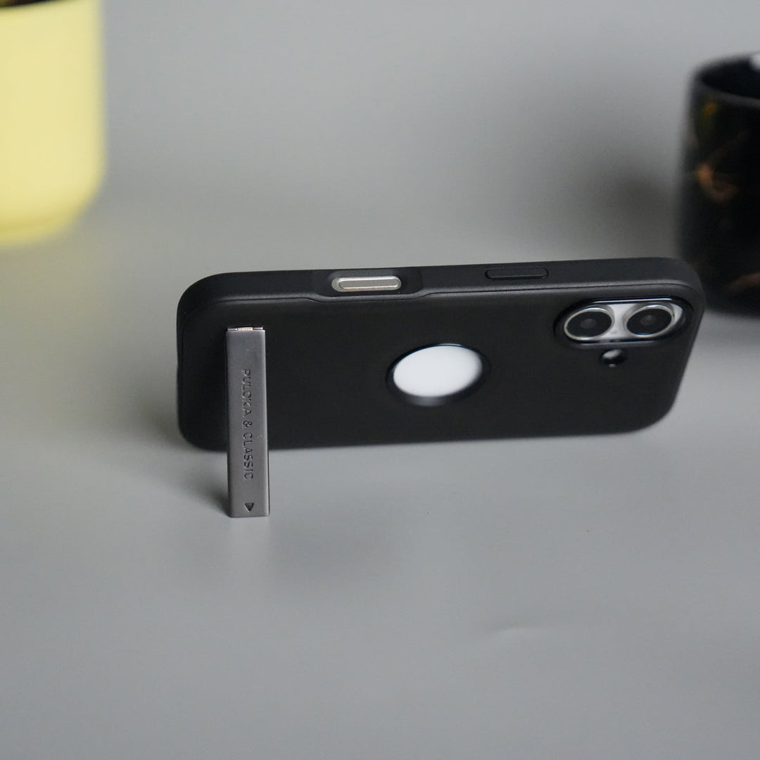 iPhone 17 Full PU Leather Inbuilt Metal Stand Case Cover