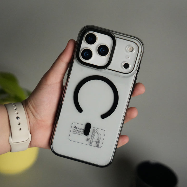 iPhone 17 Pro Max Transparent MagSafe Case with Metal Camera Frame | Crystal Clear Back Cover