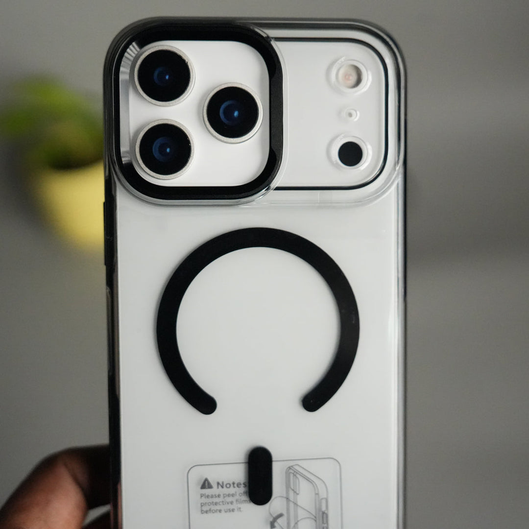 iPhone 17 Pro Transparent MagSafe Case with Metal Camera Frame | Crystal Clear Back Cover