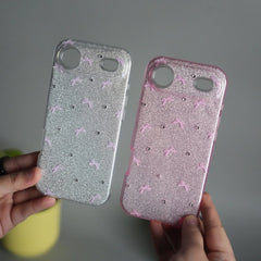 iPhone 17 Air Shimmer Bow Design Case | With Mobile Wrist Holder Charm