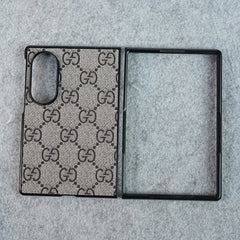 Luxury GG Pattern PU Leather Case Cover For Samsung Galaxy Z Fold 8 (Beige)