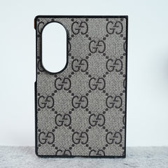 Luxury GG Pattern PU Leather Case Cover For Samsung Galaxy Z Fold 8 (Beige)