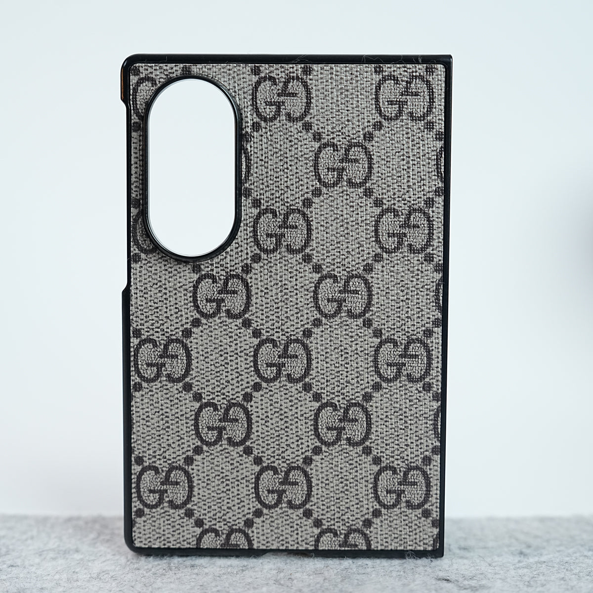 Luxury GG Pattern PU Leather Case Cover For Samsung Galaxy Z Fold 8 (Beige)