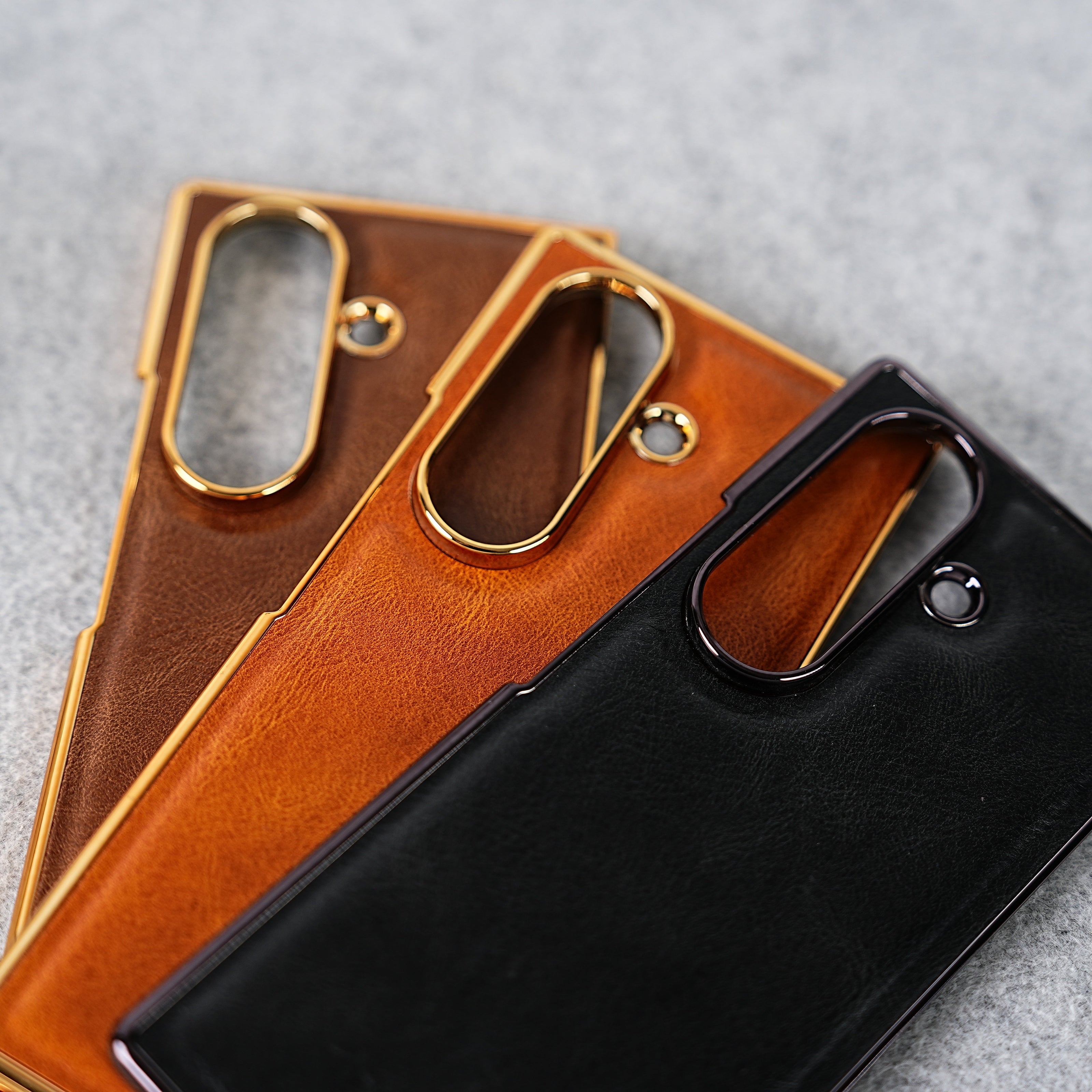 Samsung Galaxy Z Fold 7 PU Leather Chrome Plated Front Screen Protector Case Cover