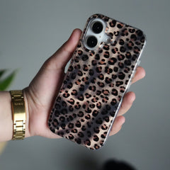 iPhone 17 Leopard Print Case with Beaded Wrist Strap | Cute Transparent Designer Cover