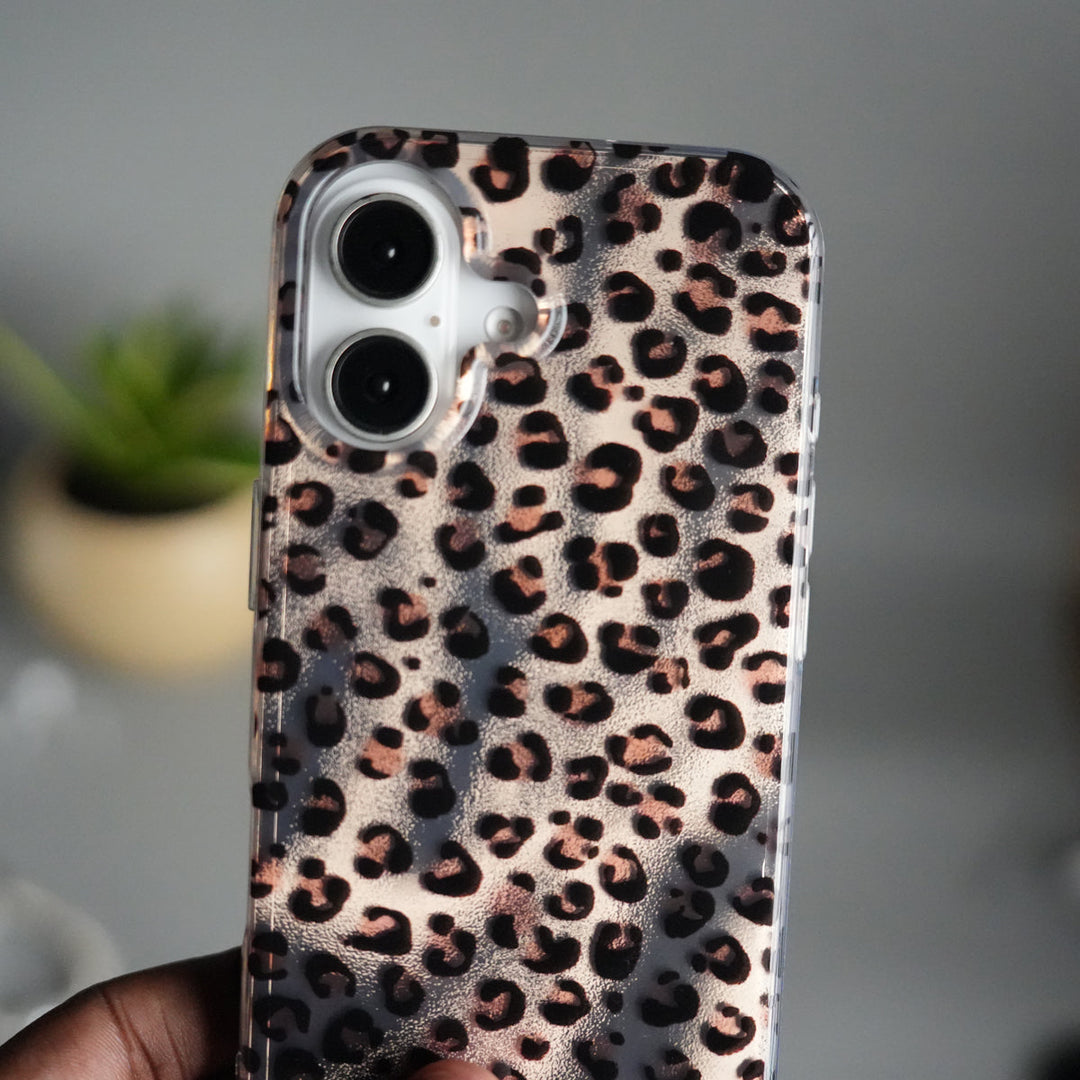 iPhone 17 Leopard Print Case with Beaded Wrist Strap | Cute Transparent Designer Cover