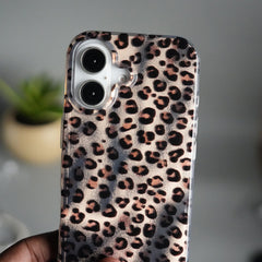 iPhone 17 Leopard Print Case with Beaded Wrist Strap | Cute Transparent Designer Cover
