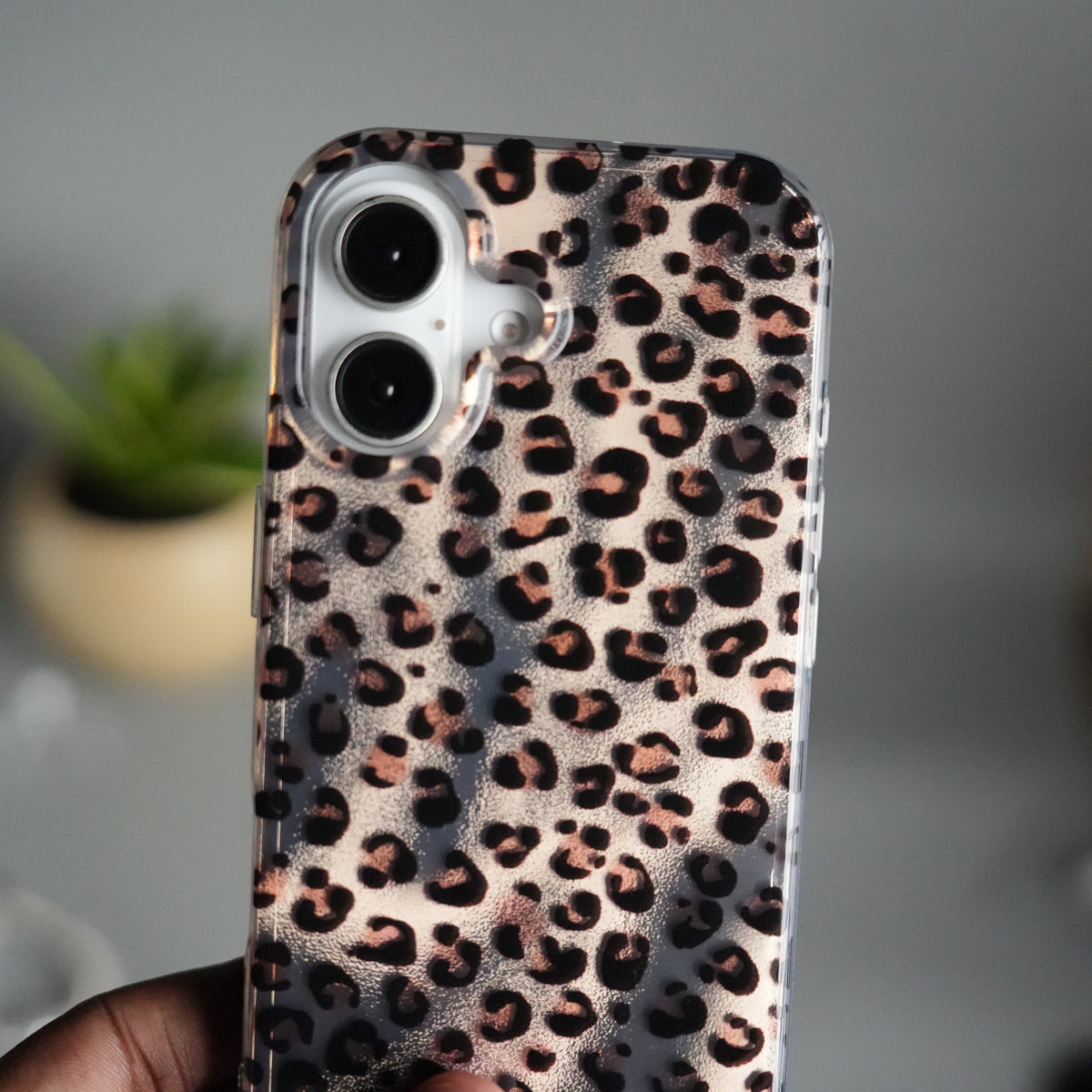 iPhone 17 Leopard Print Case with Beaded Wrist Strap | Cute Transparent Designer Cover