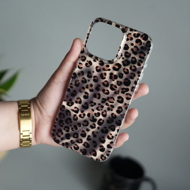 iPhone 16 Series Leopard Print Case with Beaded Wrist Strap | Cute Transparent Designer Cover