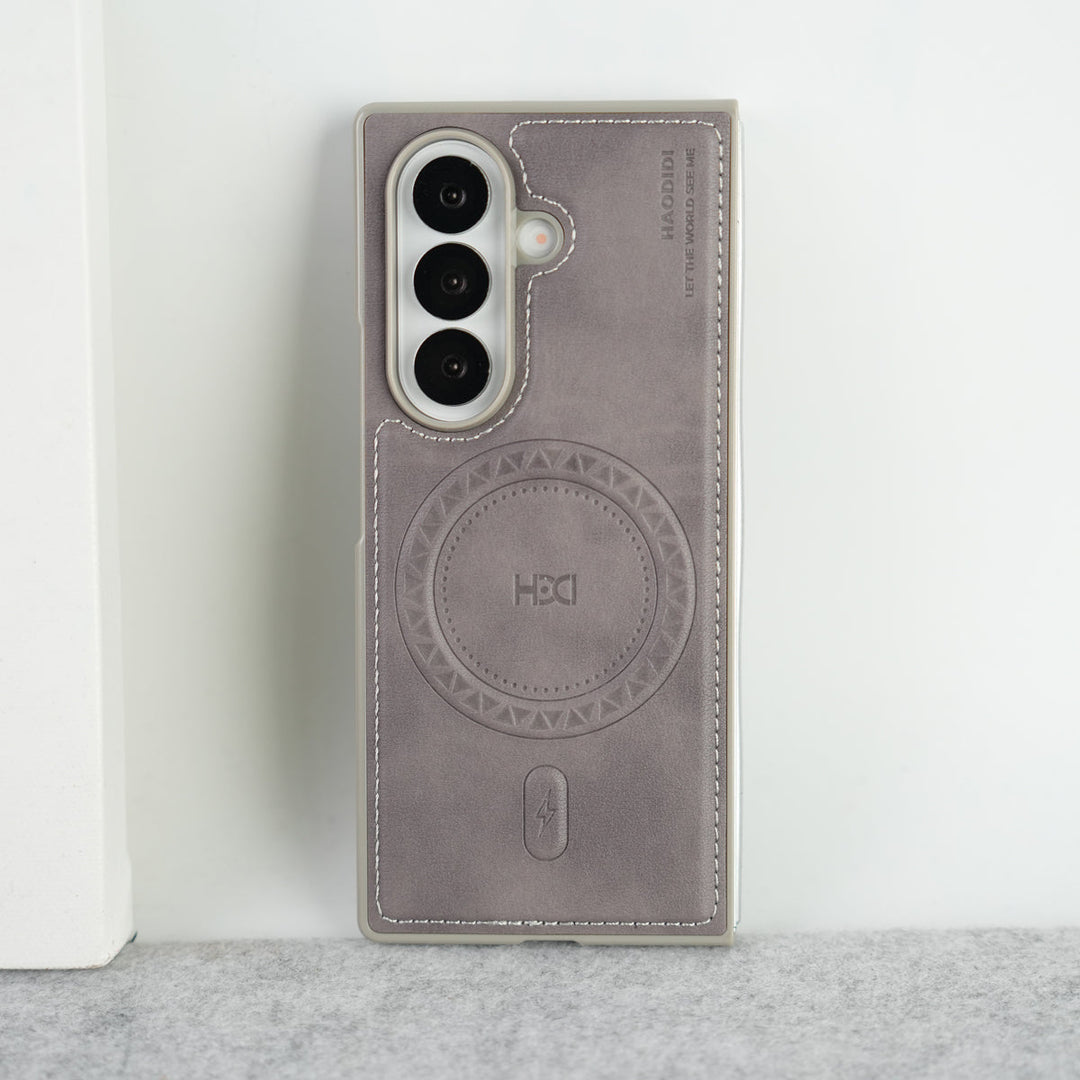 Stitch PU Leather Magnetic Charging Ring Cover For Galax Z fold 7