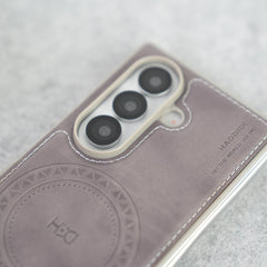 Stitch PU Leather Magnetic Charging Ring Cover For Galax Z fold 7