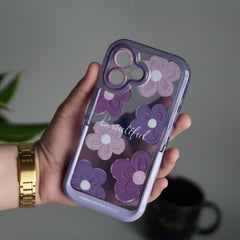 iPhone Series Beautiful Purple Glossy Floral With Kickstand Case Cover