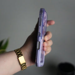 iPhone Series Beautiful Purple Glossy Floral With Kickstand Case Cover